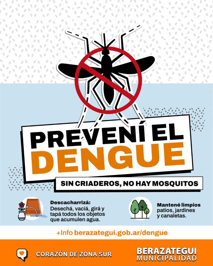 El Municipio de Berazategui advierte sobre cómo prevenir el dengue