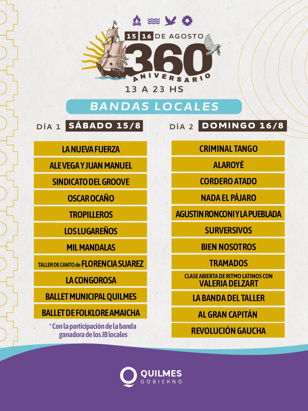 Quilmes celebra su 360º aniversario con múltiples actividades y shows en vivo